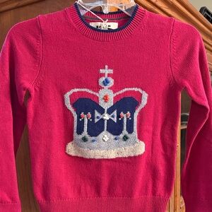 Boden Fuchsia Sweater with Royal Emblem